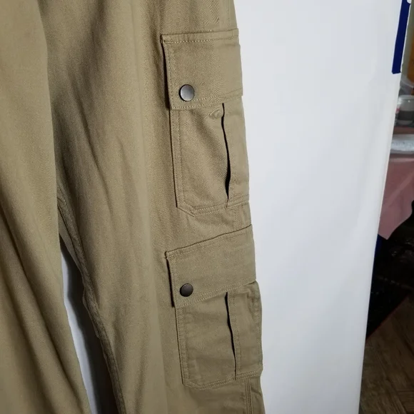 Arizona Jean Co Cargo Pants Women's 14 Pockets British Khaki Flared Cotton New - Picture 3 of 9